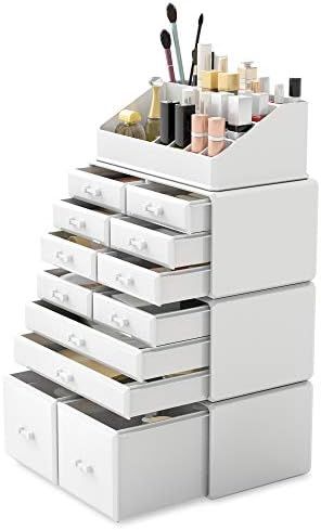 Readaeer Makeup Cosmetic Organizer Storage Drawers Display Boxes Case with 12 Drawers (White) | Amazon (US)