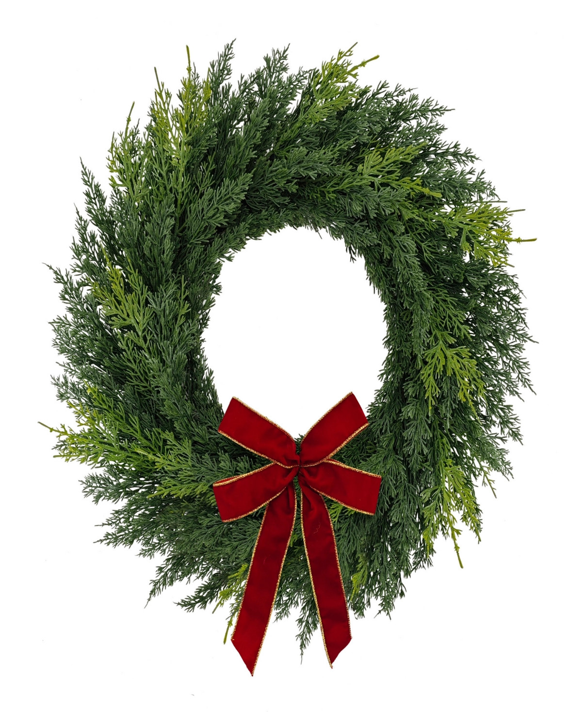 Puleo 22" Artificial Cypress Christmas Wreath with Bow - Green | Macy's