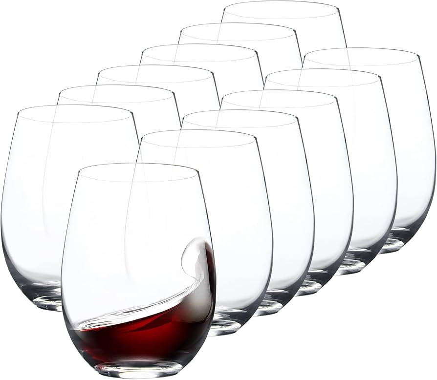 Stemless Wine Glasses Set of 12, 15 Ounce Smooth Rim Standard Wine Glass Tumbler for Red, White W... | Amazon (US)