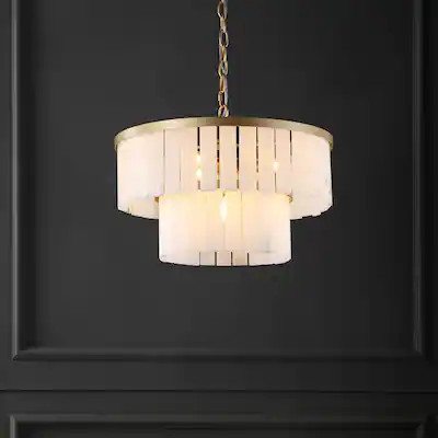 SAFAVIEH Couture Kiandra Marble 2-Tier Chandelier - 19.75 IN W x 19.75 IN D x 18.25 / 66.25 IN H | Bed Bath & Beyond