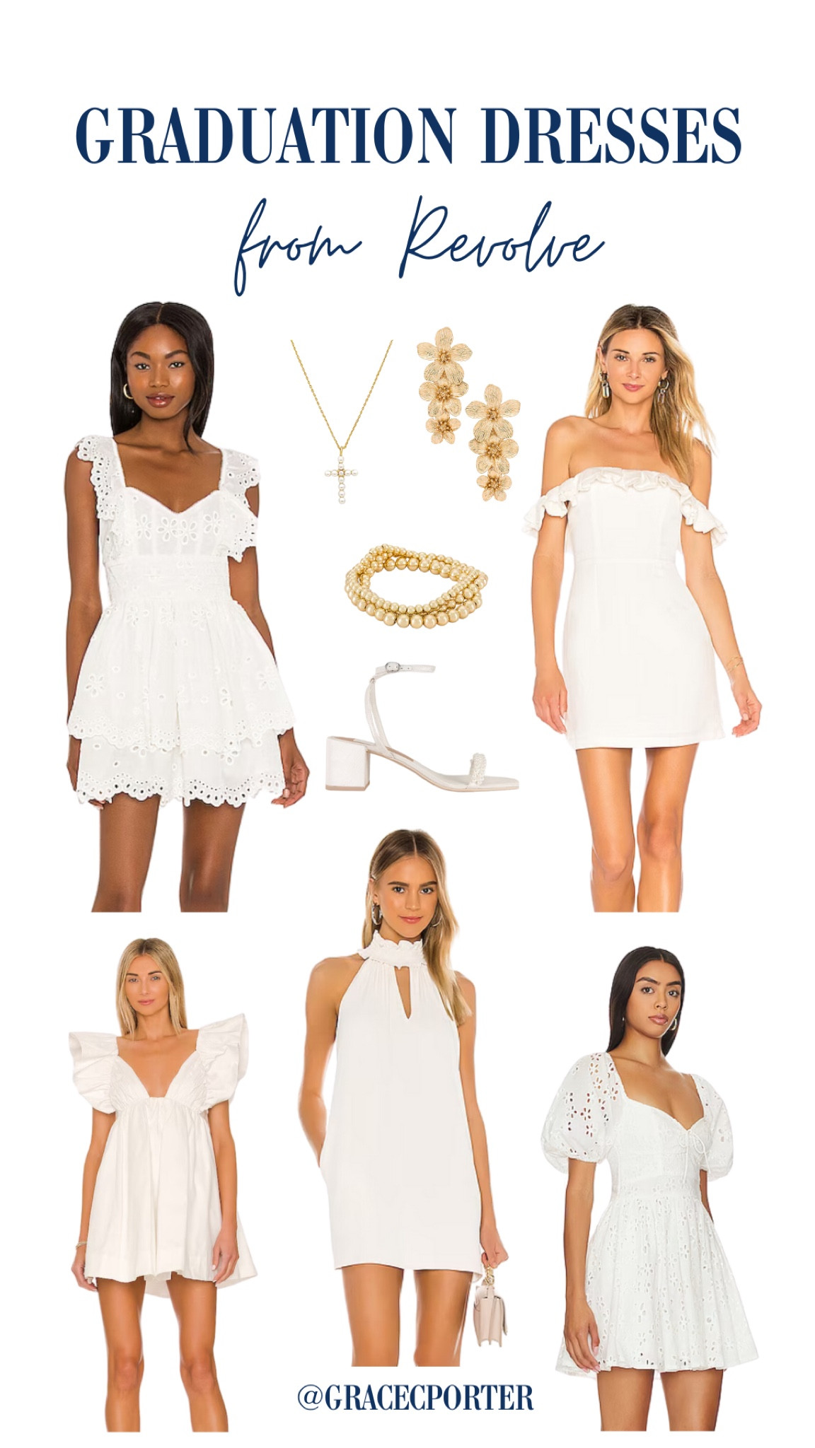 White graduation dresses!🤍✨👩🏼‍🎓 The time is creeping up on us, so I’ve picked some of my favorites from Revolve, along with some accessories. I love all of these dresses because they are classy and timeless! I even purchased one for myself🤍 

#graduationdresses #whitedresses 

#LTKbeauty #LTKstyletip #LTKSeasonal