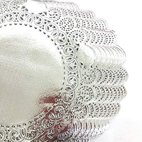 PEPPERLONELY 50 PC Silver Classic Metallic Doilies, 8 Inch | Amazon (US)