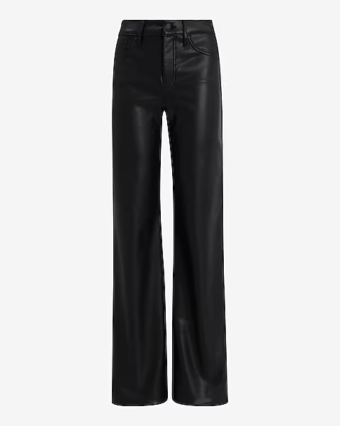 High Waisted Faux Leather Wide Leg Pant | Express