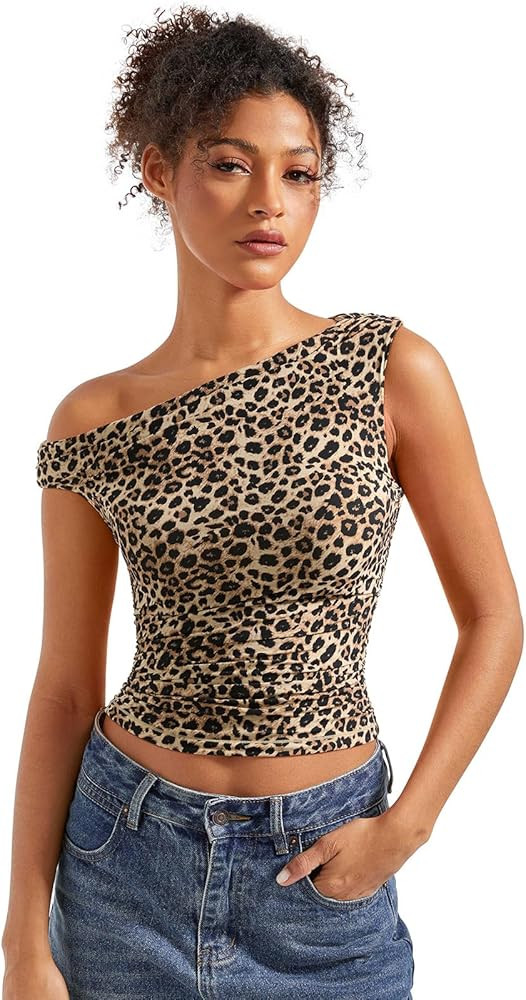 SUUKSESS Women Off Shoulder Tops Sleeveless Shirts Y2K Going Out Crop Tank Top | Amazon (US)