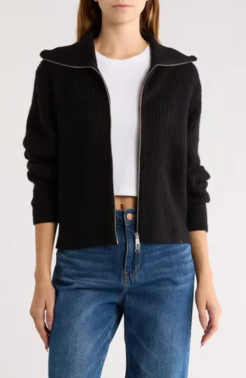 Abound Zip Sweater Cardigan in Black at Nordstrom Rack, Size Small | Nordstrom Rack