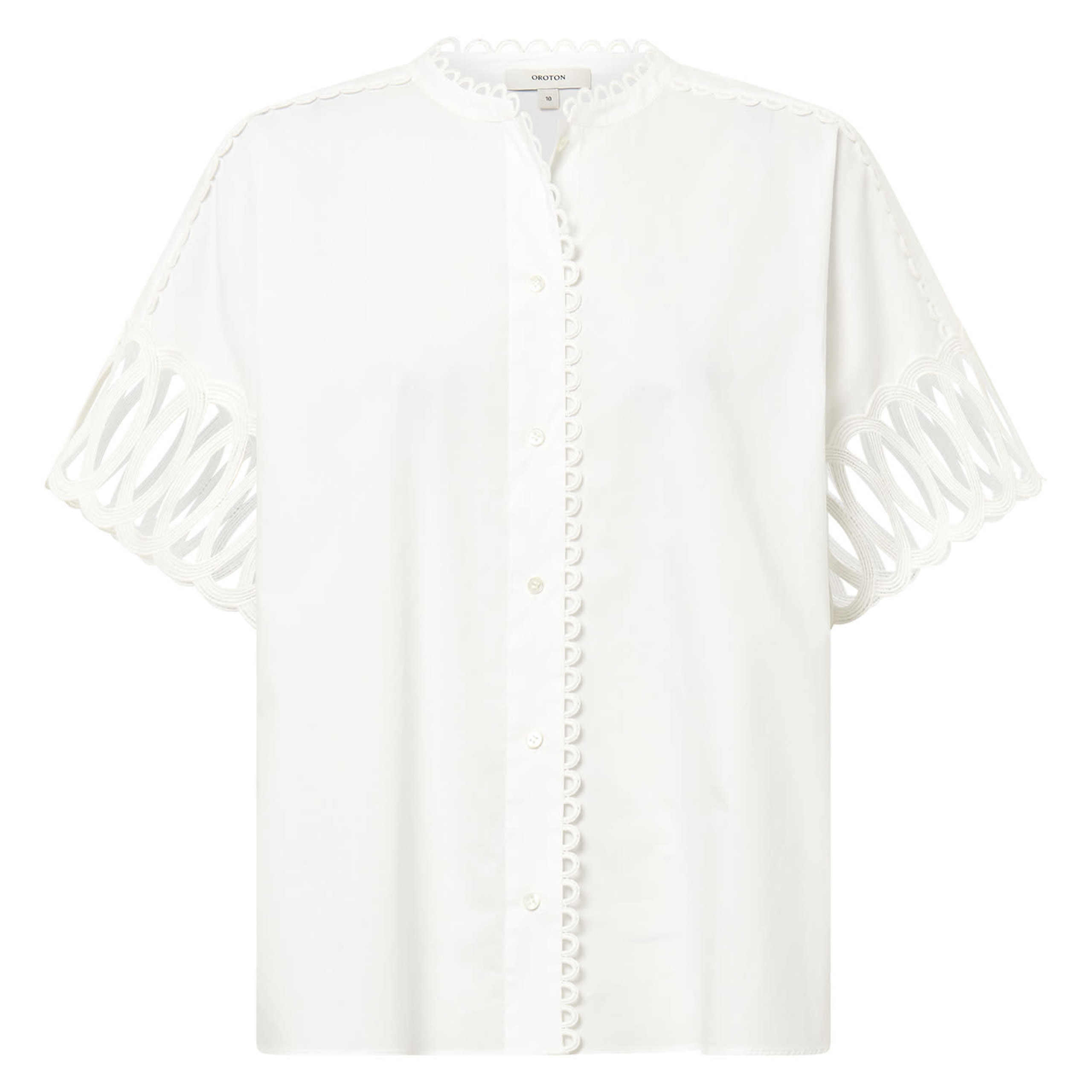 Lace Trim Blouse - White | Oroton | Oroton