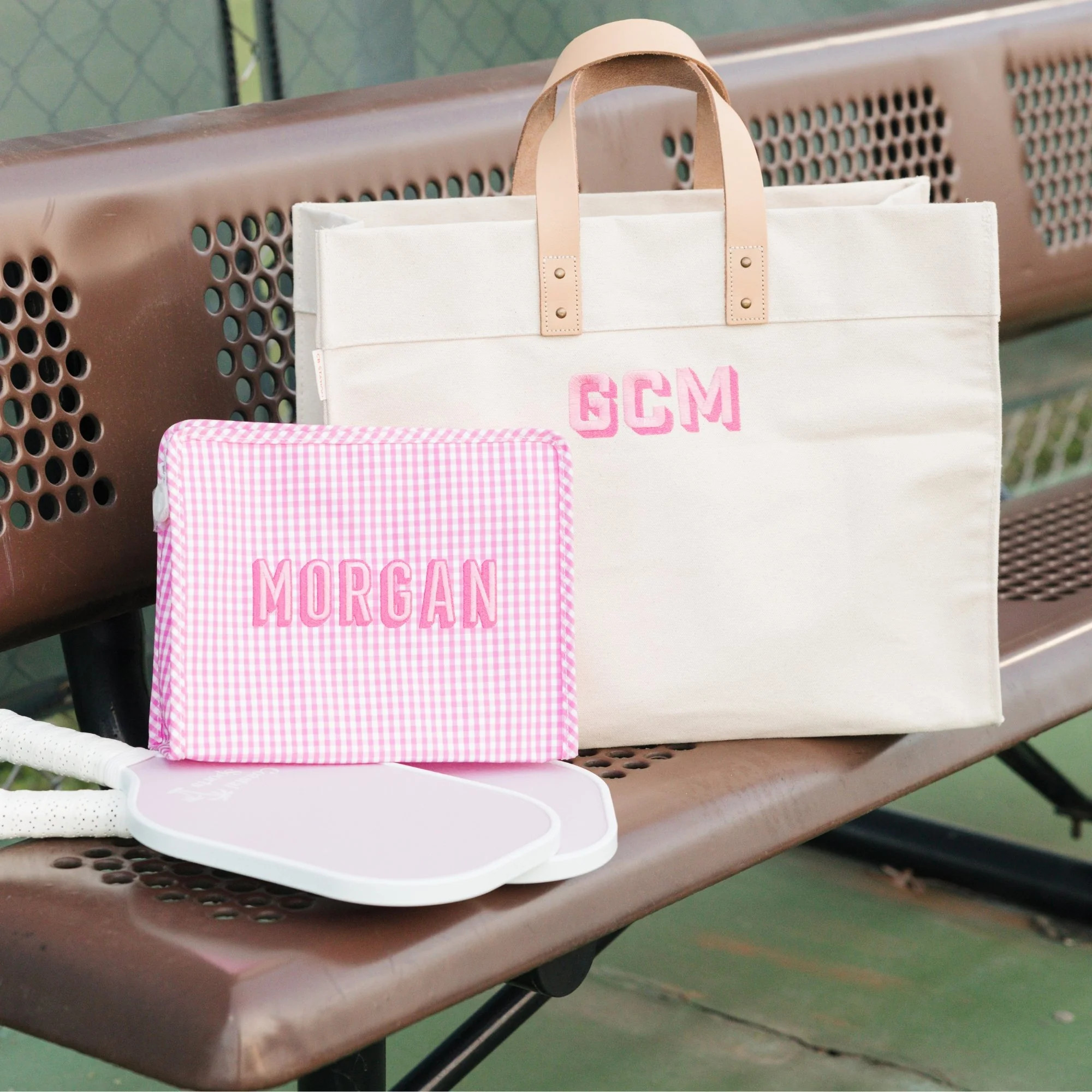 Shadow Monogram Embroidered Weekender | Sprinkled With Pink