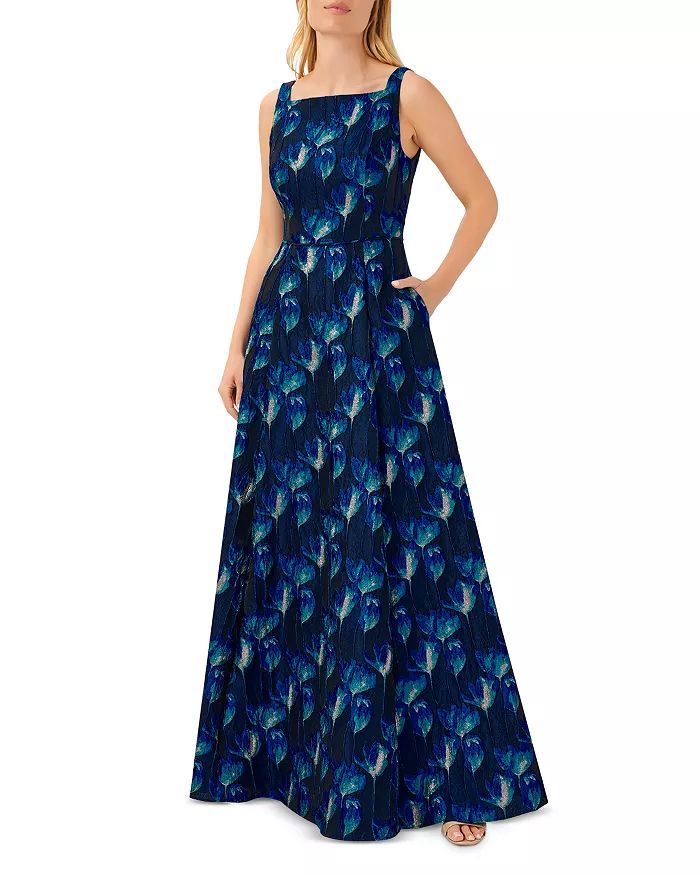 Square Neck Floral Jacquard Gown | Bloomingdale's (US)