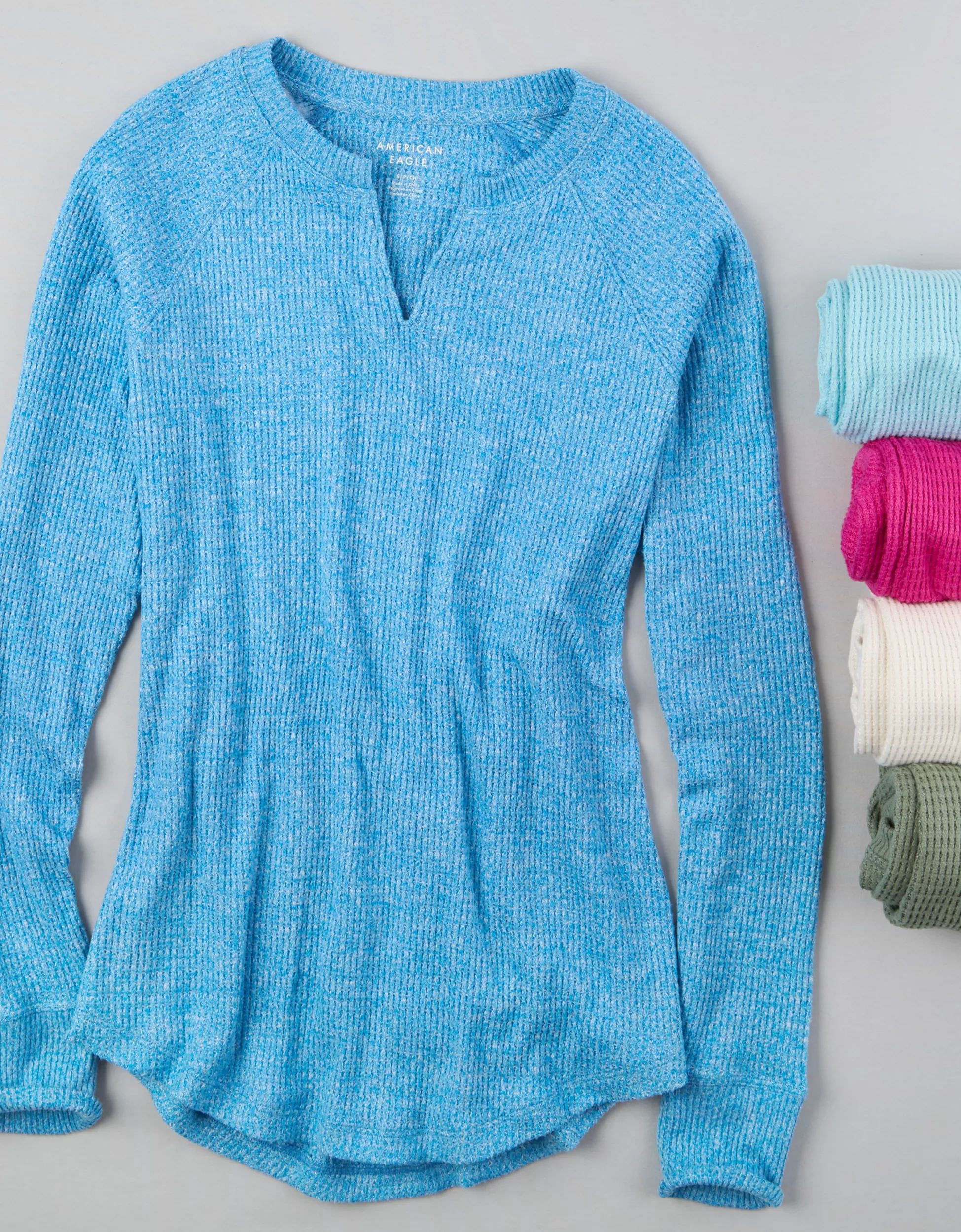 AE Oversized Long-Sleeve Plush Tee | American Eagle Outfitters (US & CA)