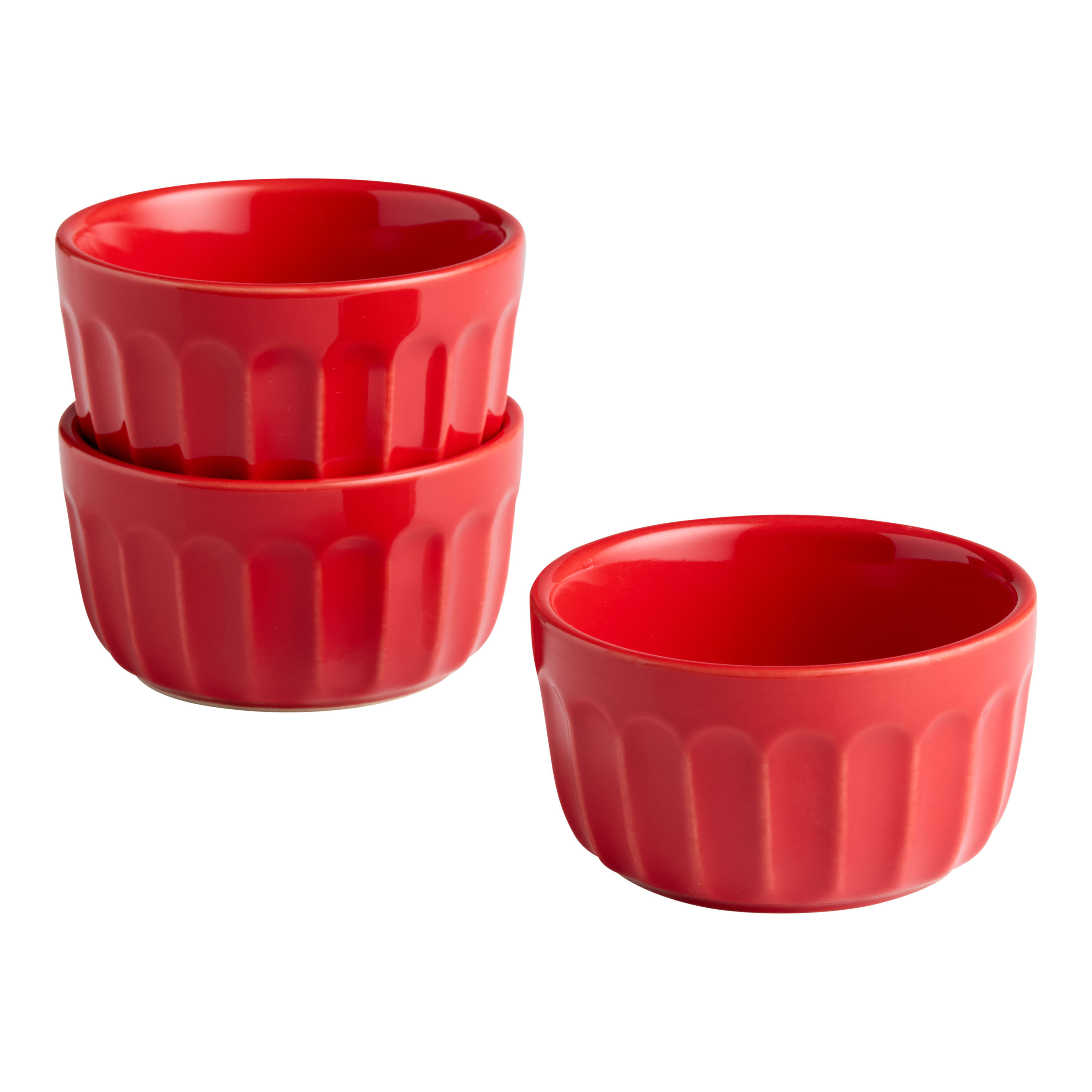 Holiday Hues Ceramic Fluted Ramekin 3 Pack | World Market