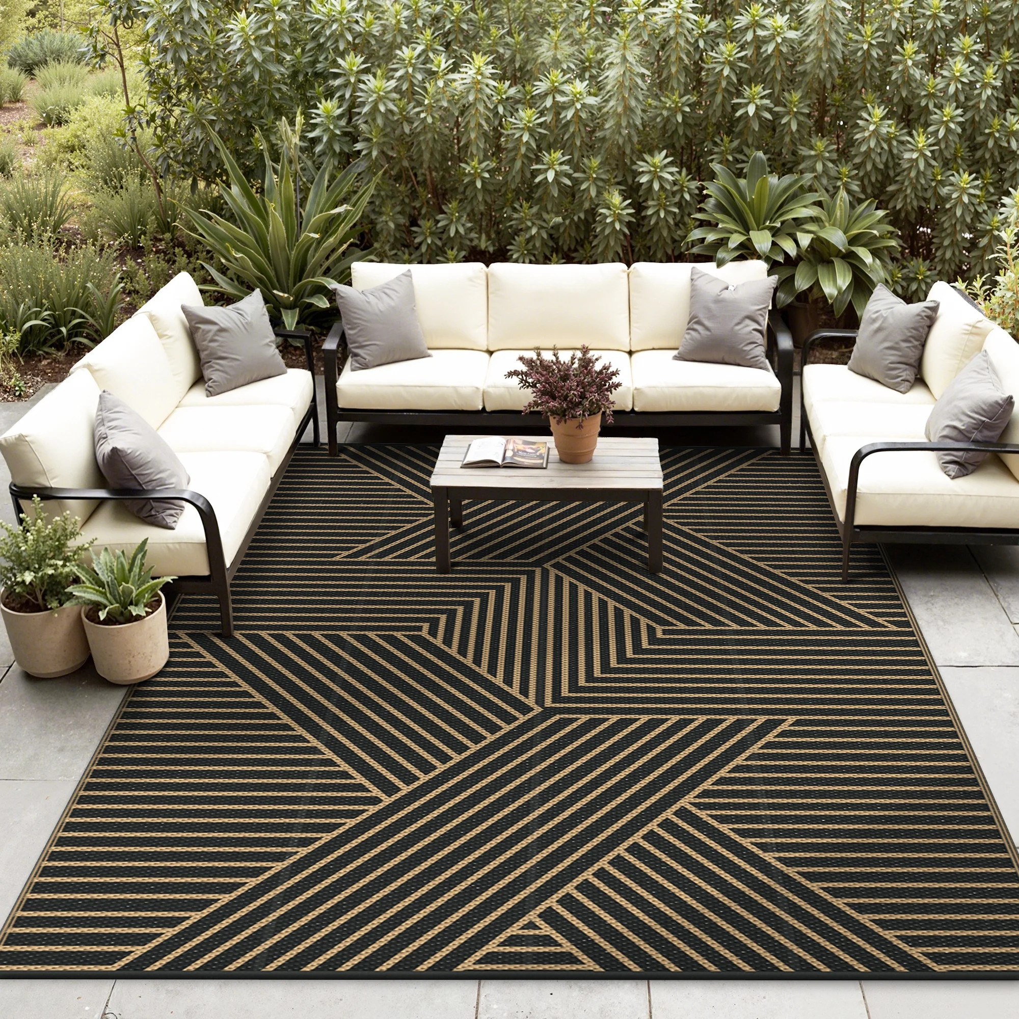 KUETH 6'x 9'Outdoor Plastic Rug Foldable Waterproof UV Resistant Outdoor Patio Geometric RV Deck ... | Walmart (US)