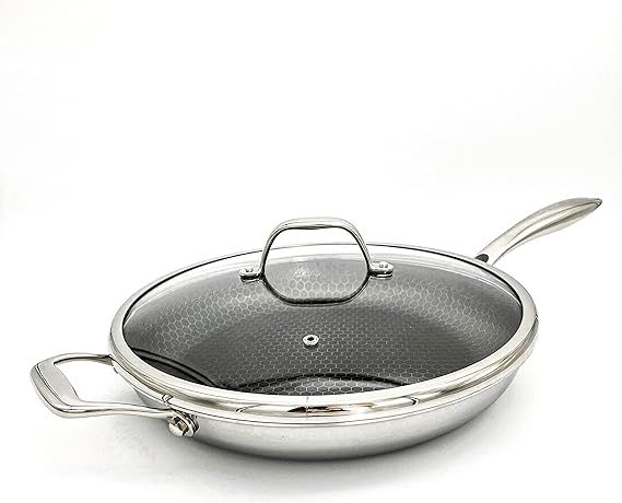 Cooksy 12 Inch Hexagon Surface Hybrid Stainless Steel Frying Pan with Lid       Send to LogieInst... | Amazon (US)