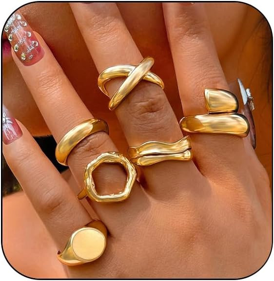 INENIMARTJ Boho Rings for Women Teen Girls,Gold Stacking Rings Set Vintage Knuckle Stackable Moon... | Amazon (US)