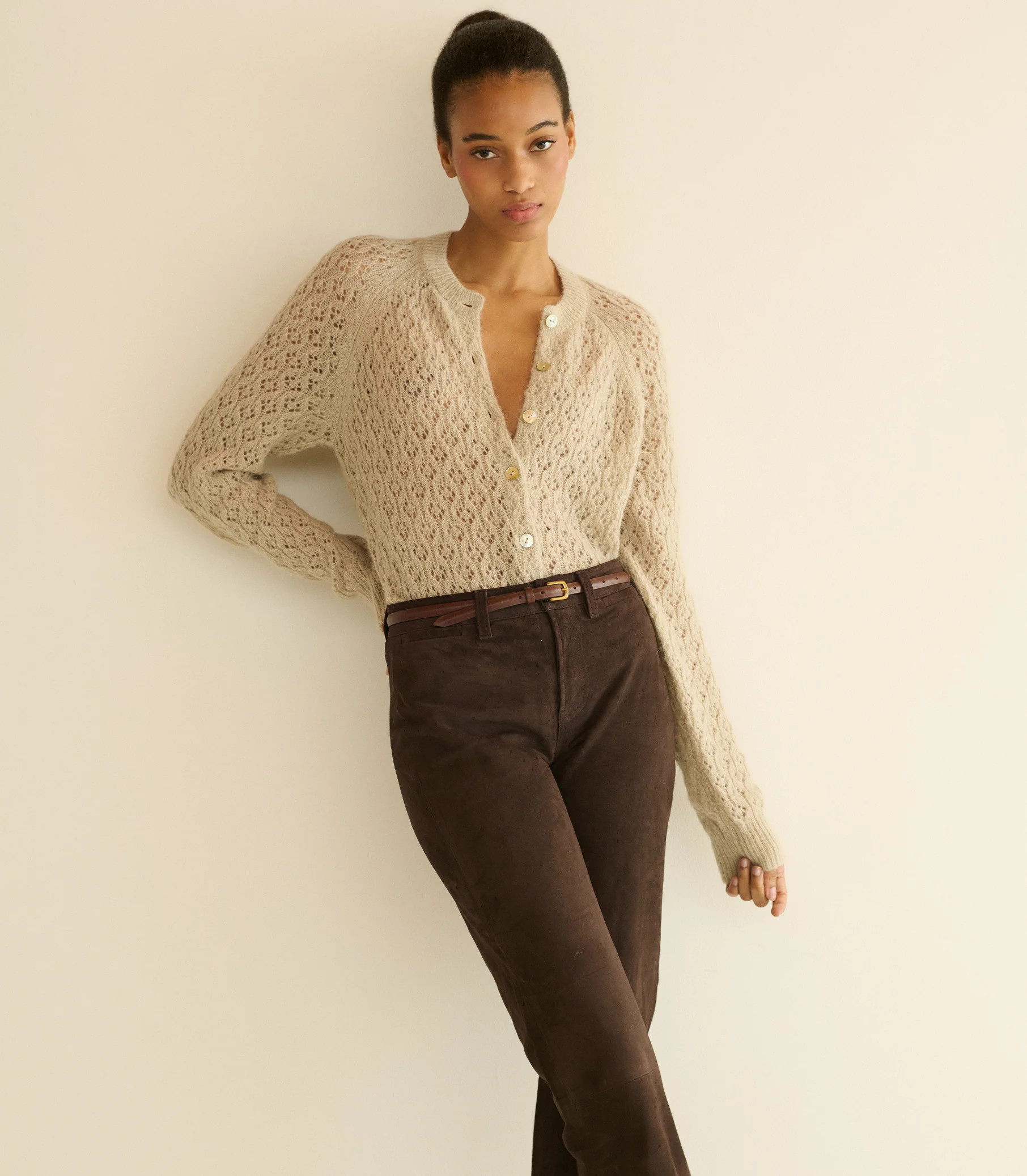 Petra Pointelle Cardigan - Featherstone | DÔEN | DOEN
