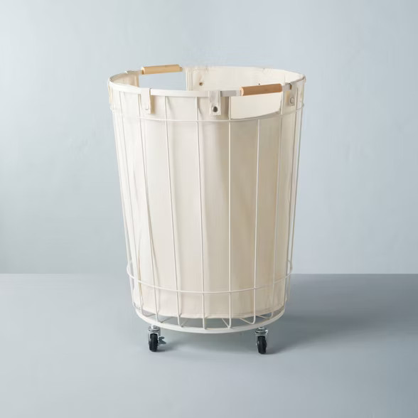 24" Large Wire & Fabric Laundry Hamper Sour Cream - Hearth & Hand™ with Magnoli... | Target