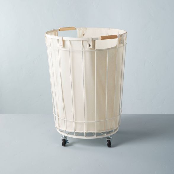 24&#34; Large Wire &#38; Fabric Laundry Hamper Sour Cream - Hearth &#38; Hand&#8482; with Magnoli... | Target