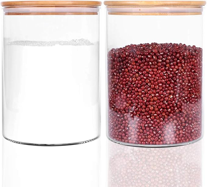 Amazon.com: Set of 2 Large Glass Food Storage jar, 100 FL OZ (3000ml) Glass Flour Canister with A... | Amazon (US)