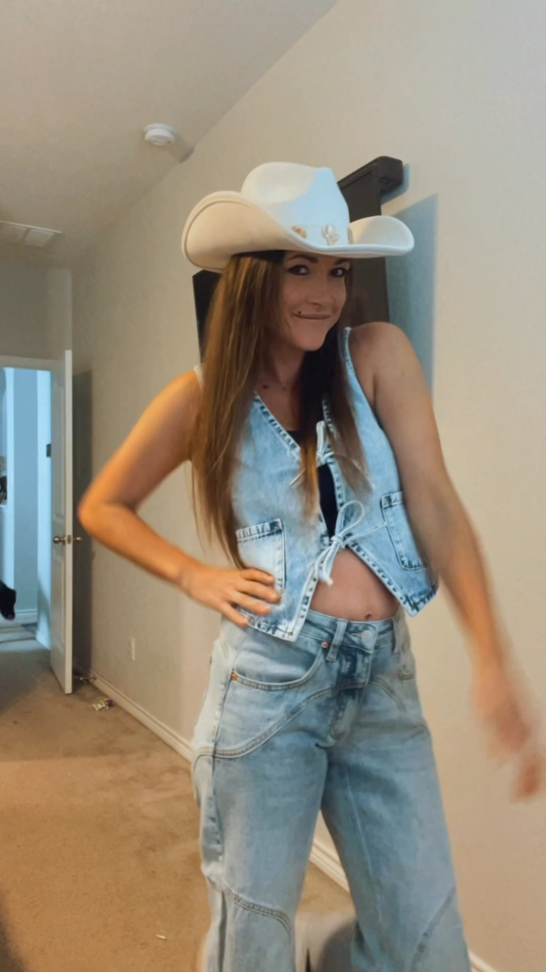 This western fit is one of my new favorites. 
Obsessed with these barrel jeans. Size down one. Roomy and stretchy. 
Love a denim vest (true to size) and this hat is perfection 

#LTKFindsUnder50 #LTKStyleTip #LTKFindsUnder100