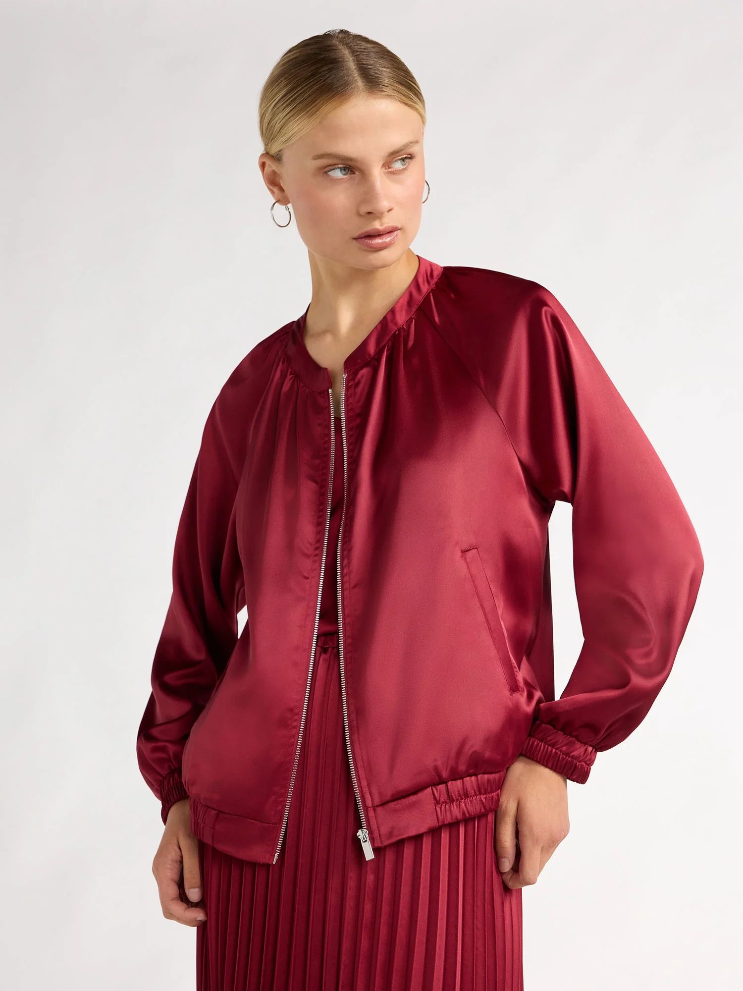 Scoop Women’s Satin Bomber Jacket, Sizes XS-XXL | Walmart (US)