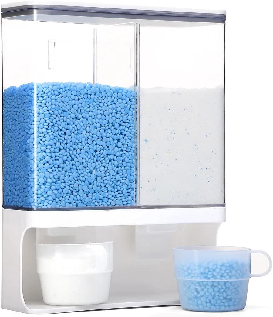 Clear Laundry Detergent Dispenser with Dual Compartments and Measuring Cup | Wayfair North America