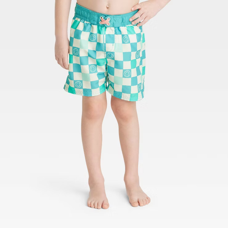 Toddler Boys' Checkered Swim Shorts - Cat & Jack™ Green | Target