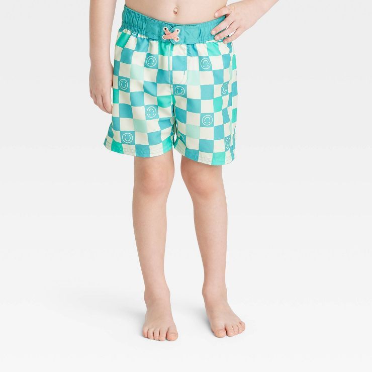 Toddler Boys' Checkered Swim Shorts - Cat & Jack™ Green | Target