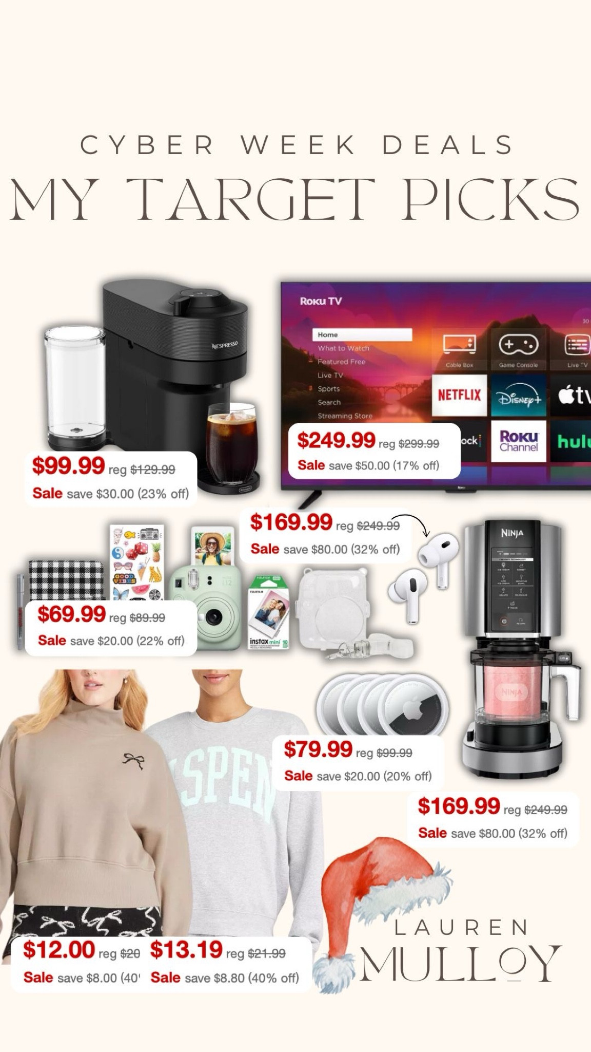 Best of Target Cyber Week Deals🙌🏼✨🎅🏼 my top picks!

Target, Target sale, Target deals, cyber week, cyber Monday, Black Friday, top deals, tech deals, fashion deals, toy deals for kids, TV, ninja creami, Apple AirTags, Nespresso coffee maker, gift guide, gift ideas, gift for her, gift for him, Lauren Mulloy 

#LTKHoliday #LTKSaleAlert #LTKCyberWeek