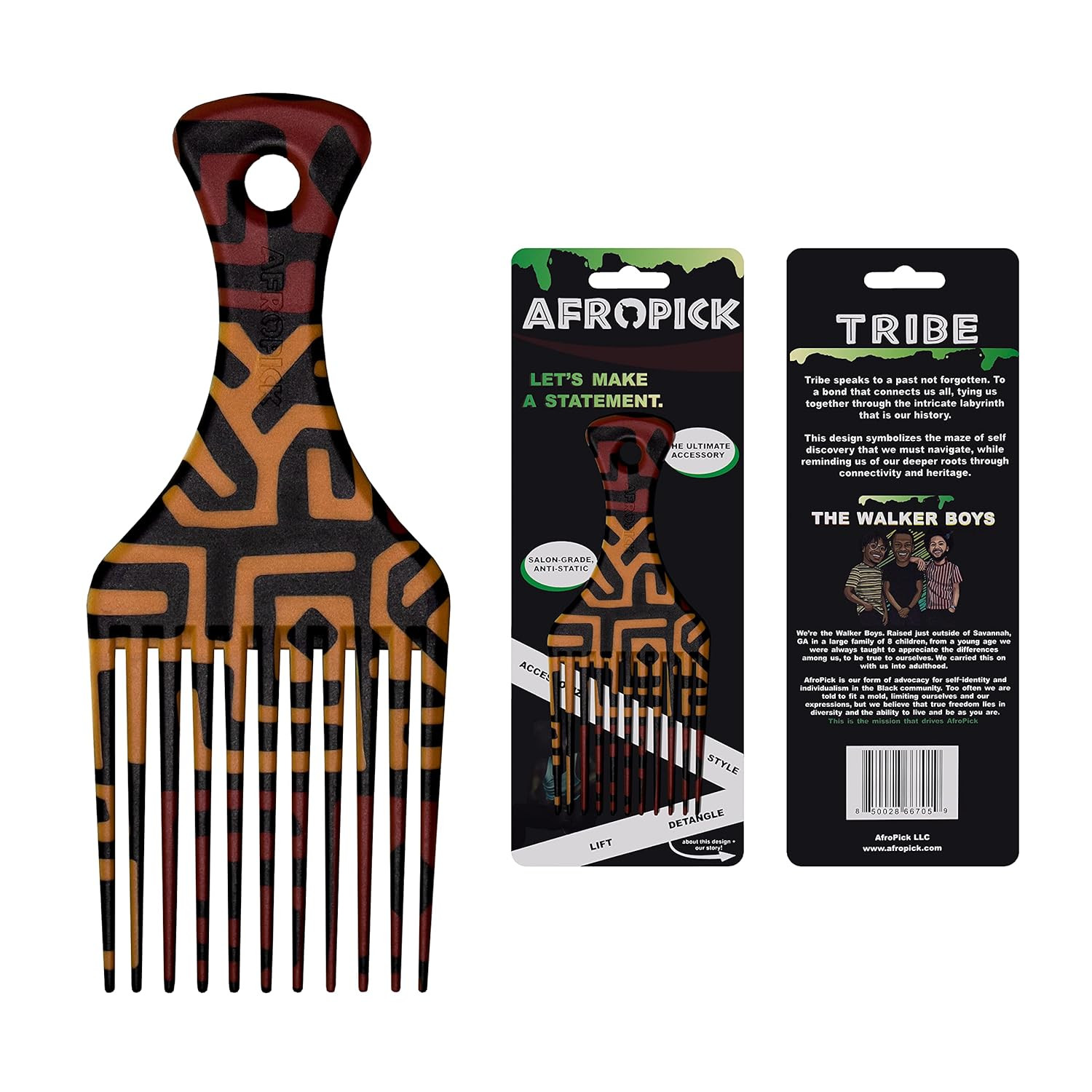 Amazon.com : Afropick Anti-Static Plastic Black Hair Pick for Natural Curly Long Thick Hair- Afro... | Amazon (US)