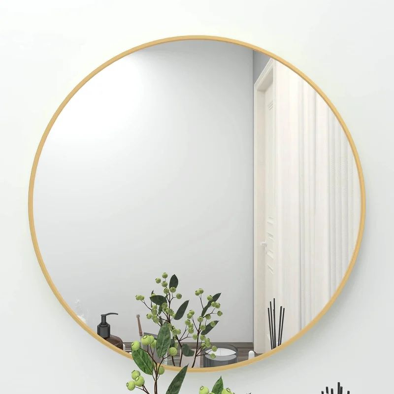 Sia Round Metal Framed Wall Mounted Bathroom / Vanity Mirror | Wayfair North America