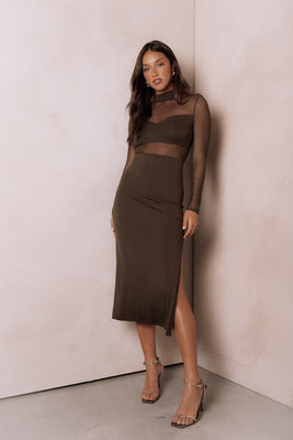 Farrow Long Sleeve Midi Dress - Olive | Petal & Pup (US)