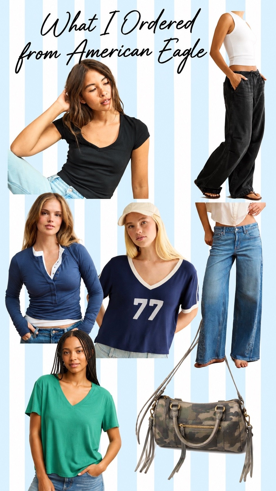 30-50% off at American Eagle!  Here’s what I ordered! XL Henley top. Large v neck tees. XL ribbed v neck tee. Size 14 regular low rise ultra baggy jeans. Size large cozy baggy jeans.

#LTKSaleAlert #LTKOver40 #LTKMidsize