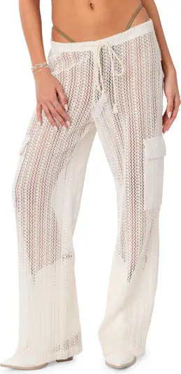EDIKTED Ines Sheer Lace Cover-Up Cargo Pants | Nordstrom | Nordstrom