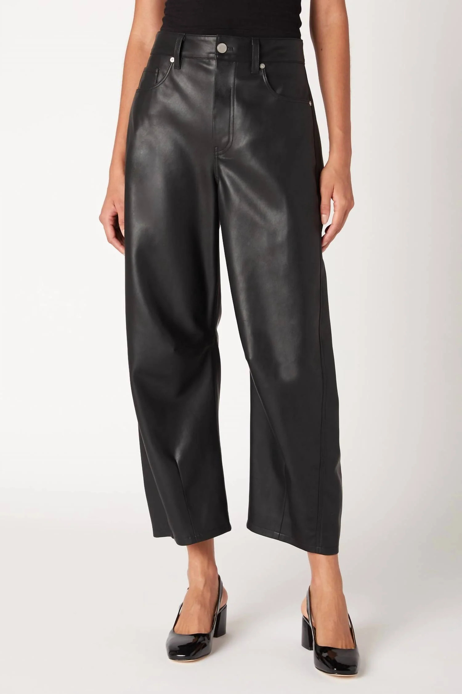 Leather Barrel Pant In Black | Shop Simon