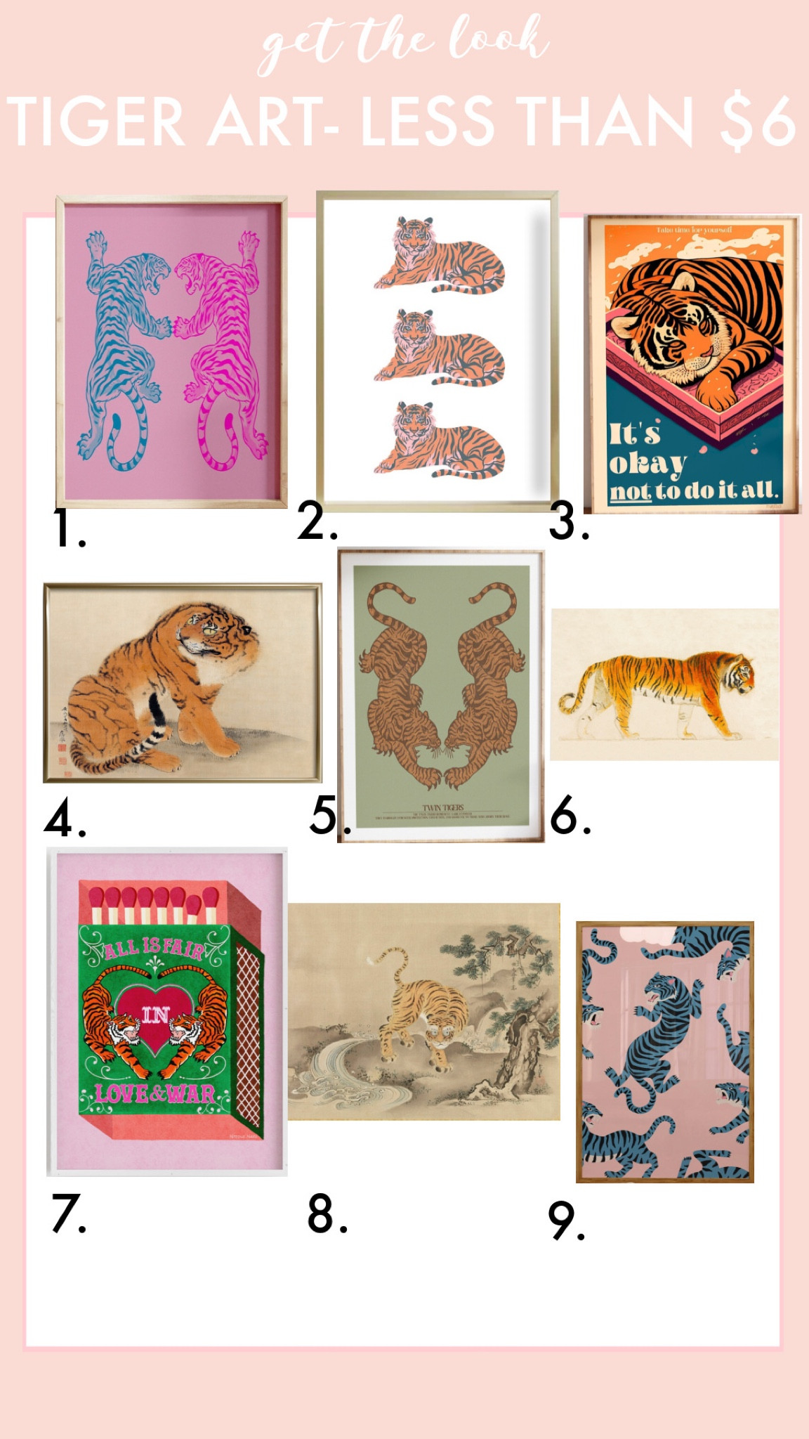 Affordable Tiger art. All digital downloads less than $6 

#LTKunder50 #LTKhome