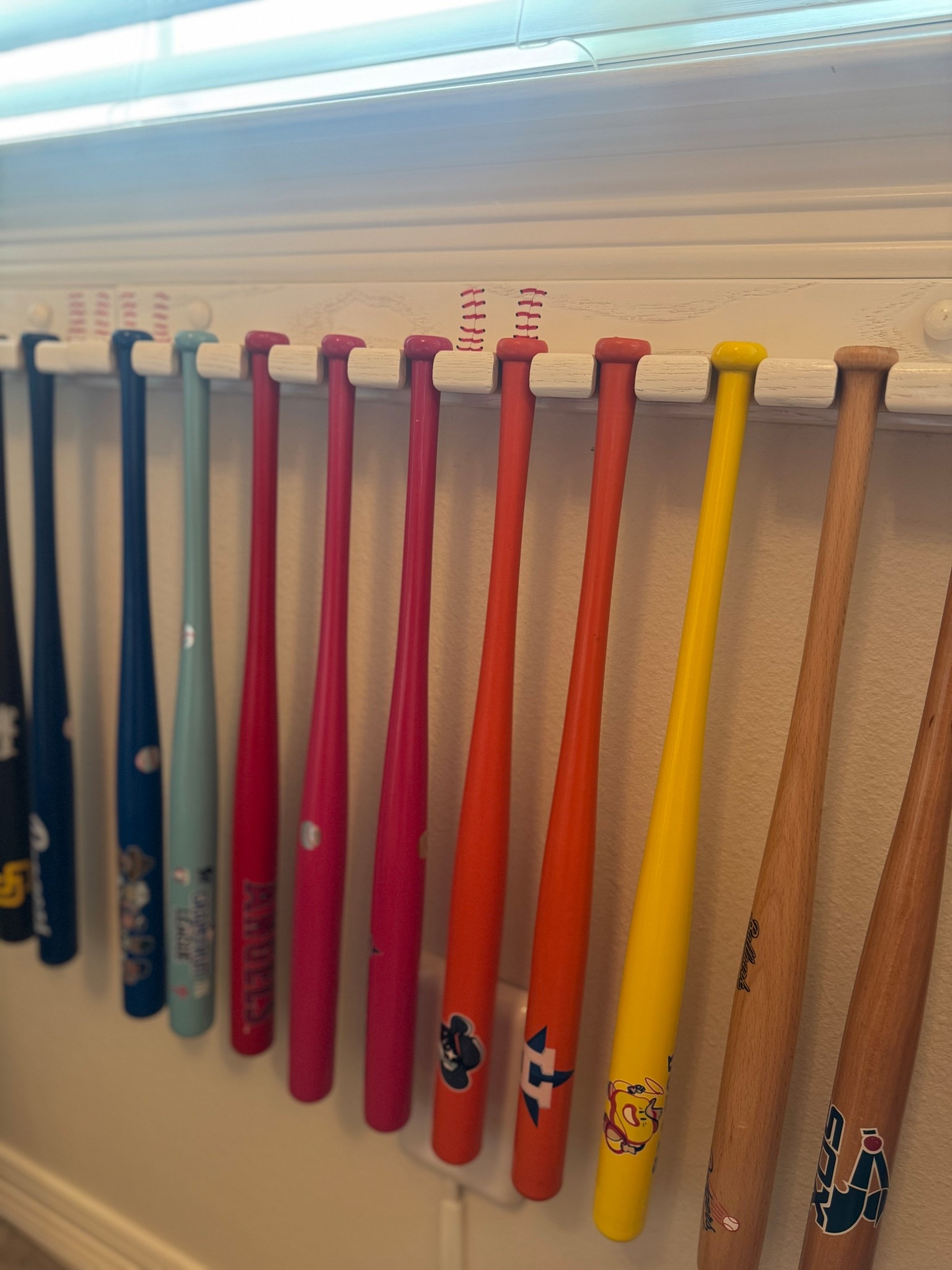 My daughter is working her way through MLB ballparks. This bat rack is so cute. 