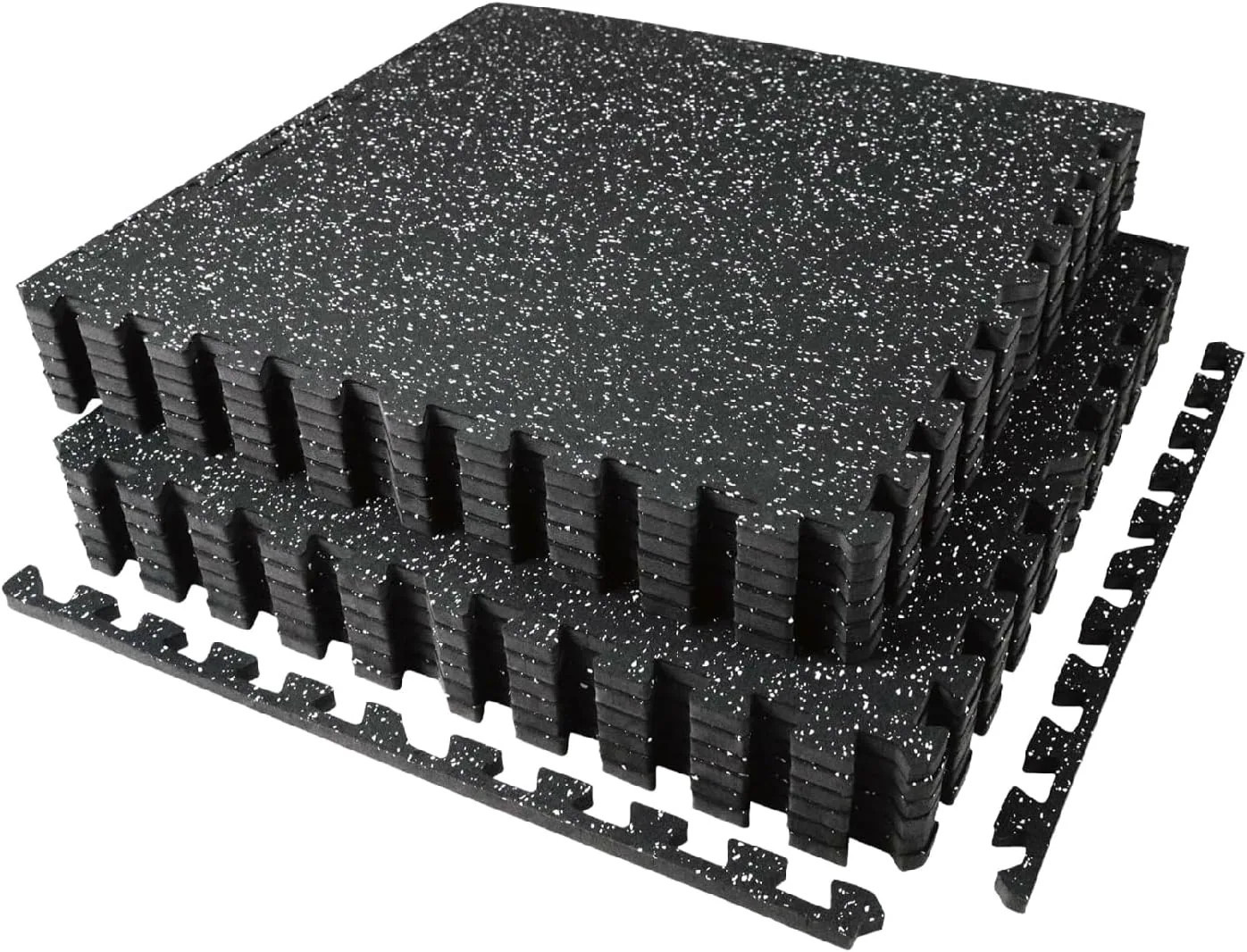 AIRHOP 0.56 Inch Thick 48 Sq Ft Exercise Mats 12 Tiles Rubber Top EVA Foam Interlocking Flooring for Home Gym Heavy Workout 24 x 24 Inch Black White | Lowe's