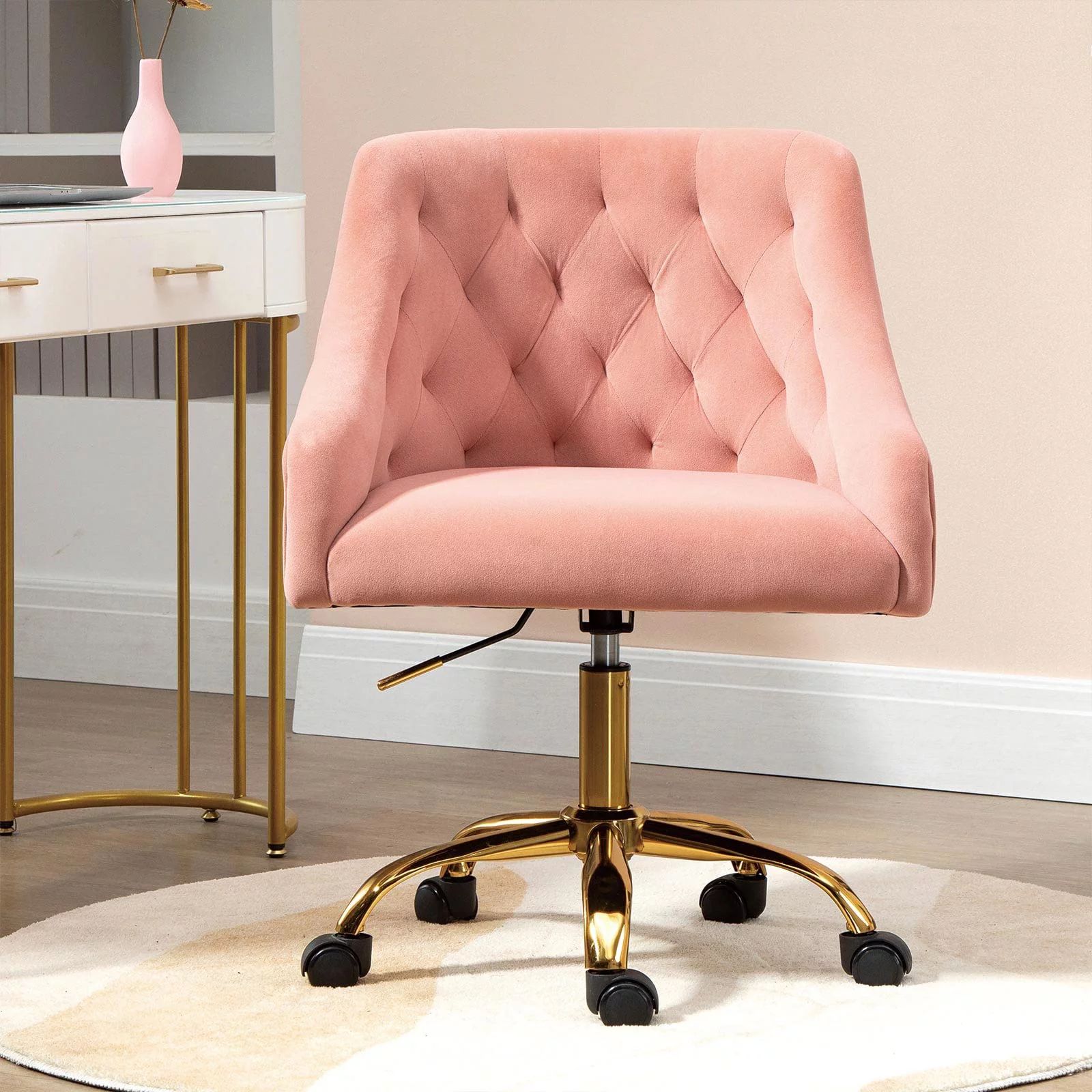 Mojay Home Office Task Chair, Pink Cute Modern Desk Chair Swivel Task Chair Medium back Chairs fo... | Walmart (US)