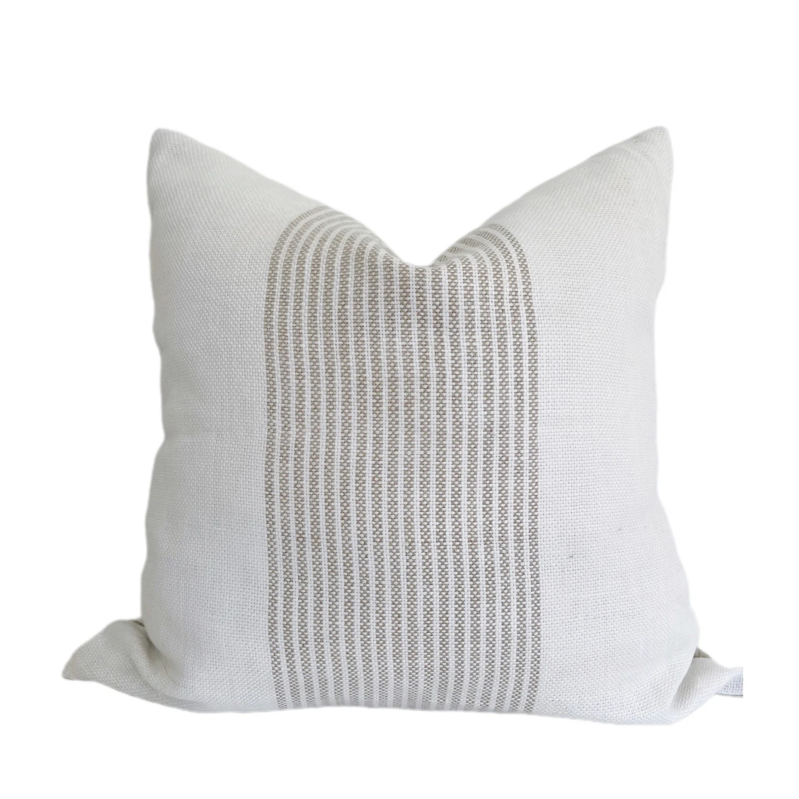 Striped Linen Pillow Cover, Earthy Throw Pillow Cover, White Beige Neutral Pillow, Bed Euro Sham ... | Etsy (US)