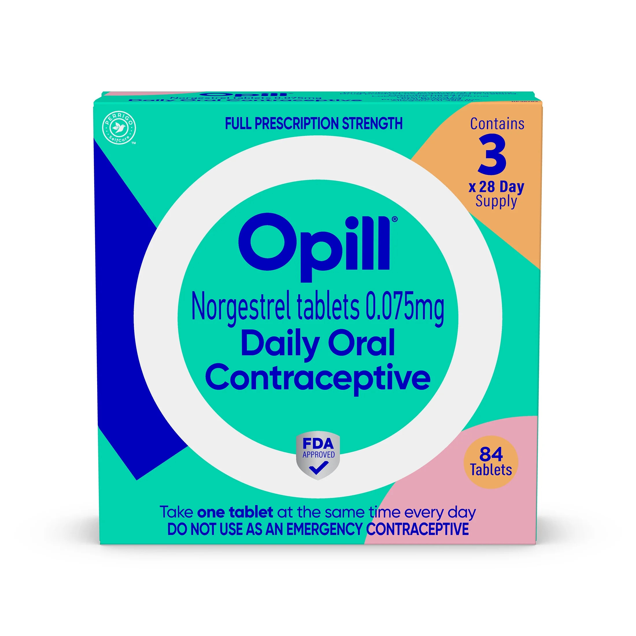 Opill Daily Oral Birth Control Pills, Progestin-Only, 3 Month, 84 Count | Walmart (US)