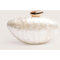 Violet Cream Marble Oval Clutch Bag Cream | Public Desire