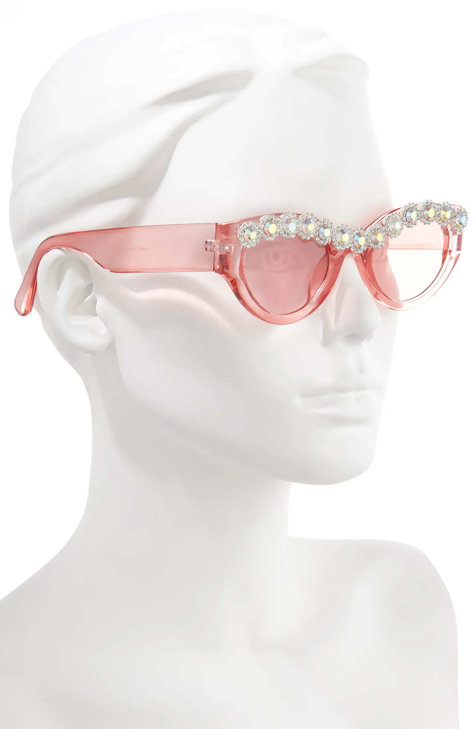 50mm Chunky Crystal Embellished Sunglasses | Nordstrom