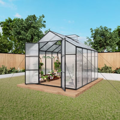 8x10 FT Walk-in Greenhouse - Polycarbonate Aluminum Frame Heavy Duty for Garden Backyard | Target