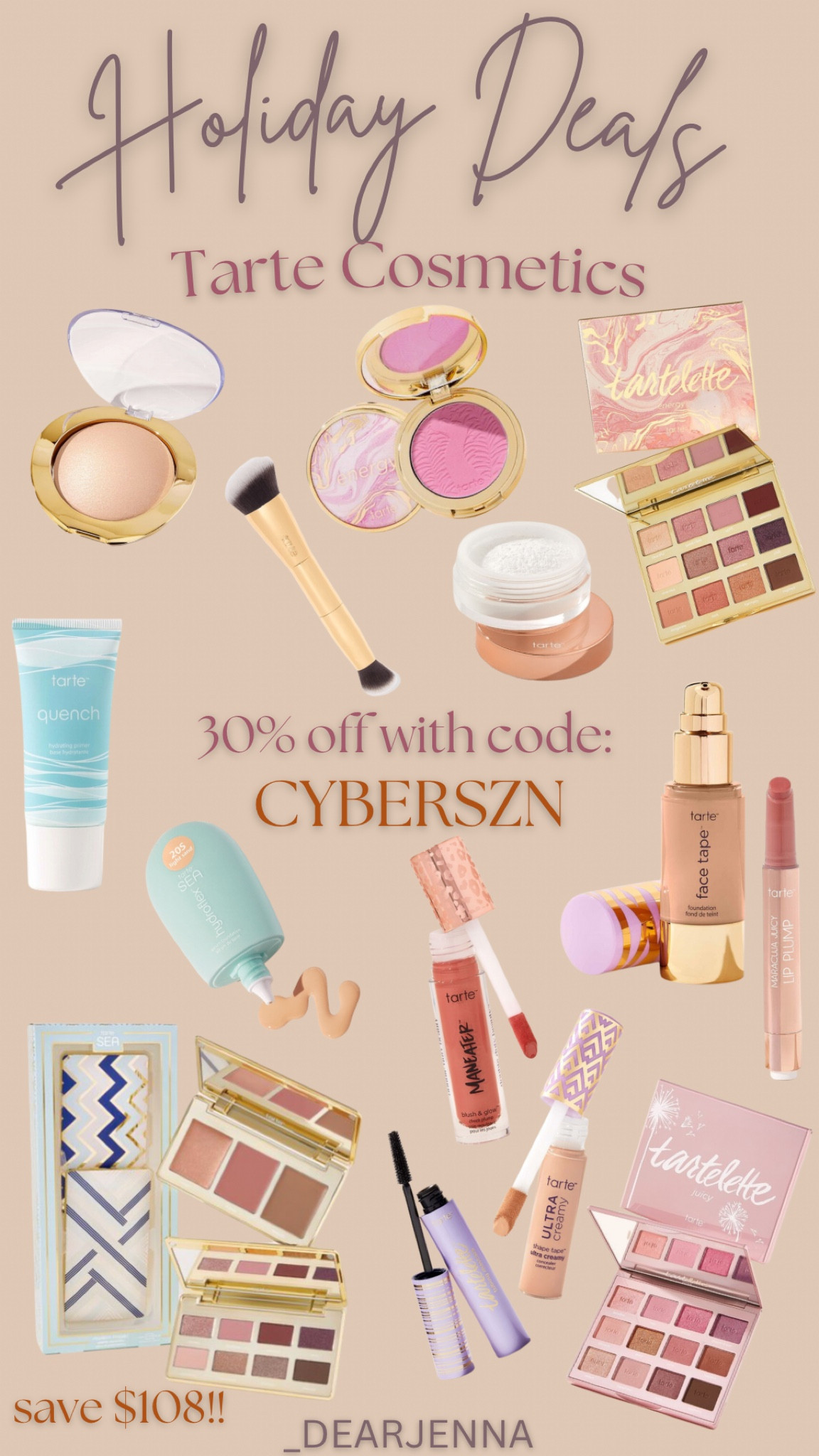 Tarte Cosmetics sale today, 30% off sitewide using code: CYBERSZN as well as free shipping on all orders. Grab your favorite makeup, skin and beauty products with this deal before it’s gone. Tarte is affordable, high quality and budget friendly! Happy holidays 🎄💫

#LTKCyberweek #LTKHoliday #LTKGiftGuide