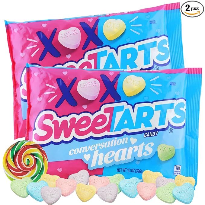 Valentine's Day Conversation Hearts Bundle with Swirl Sticker, Assorted Fruit Flavored Hard Candi... | Amazon (US)