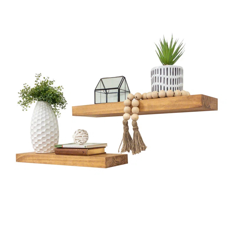 Evonne Solid Wood Floating Shelf (Set of 2) | Wayfair North America
