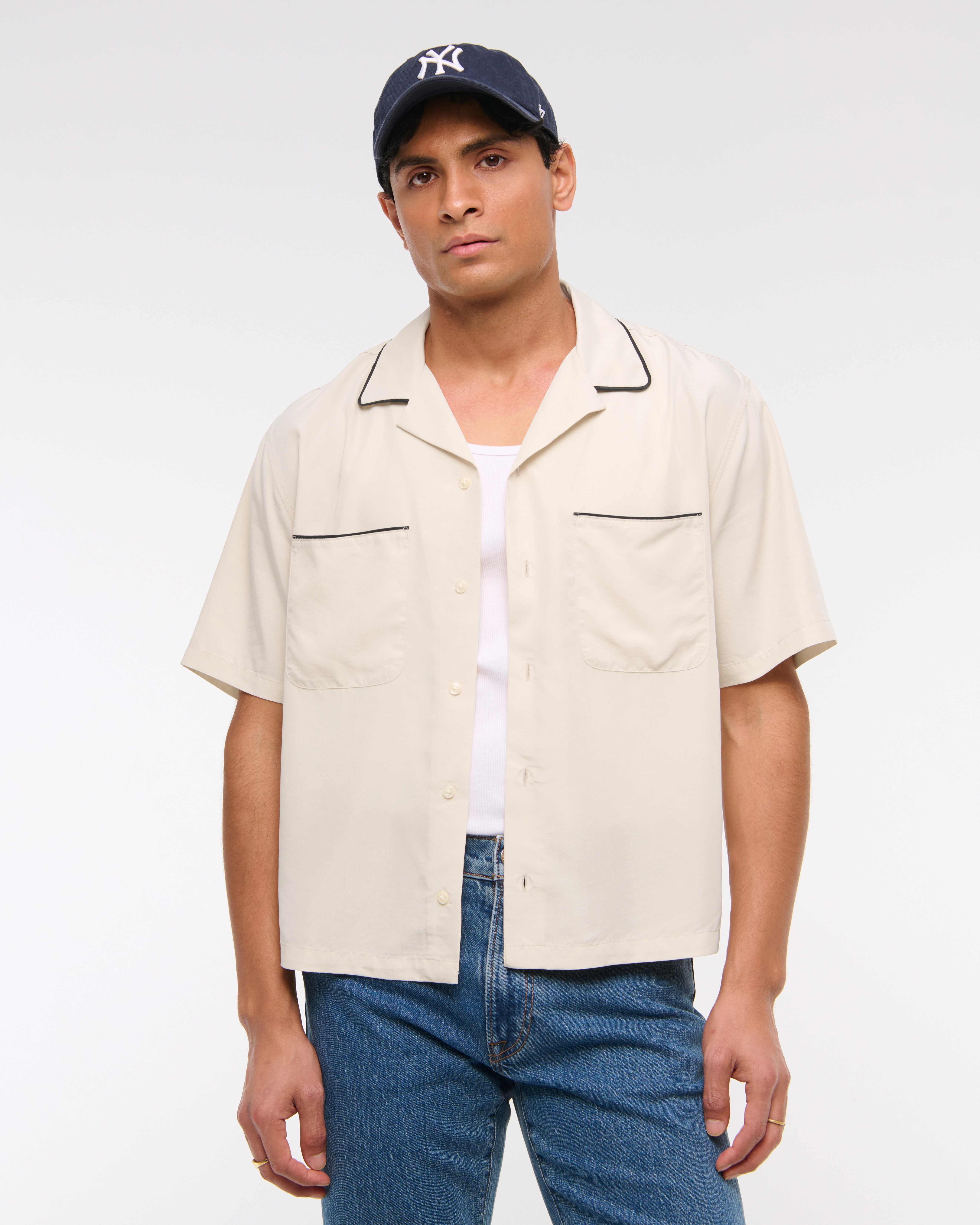 Camp Collar Cupro Shirt | Abercrombie & Fitch (US)