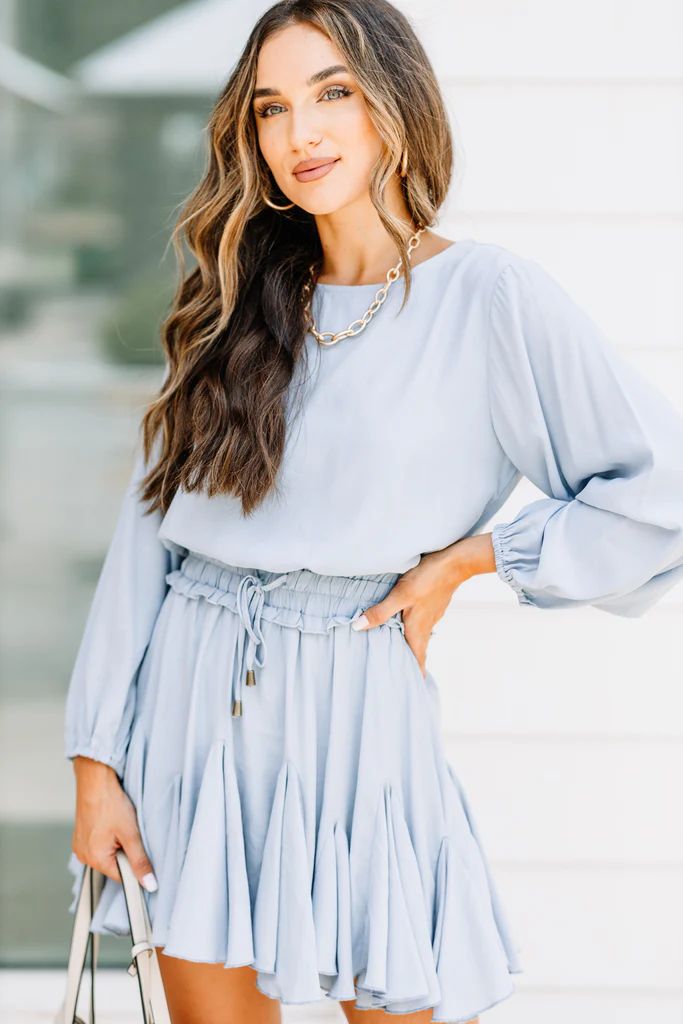 Home With You Dusty Blue Romper Dress | The Mint Julep Boutique