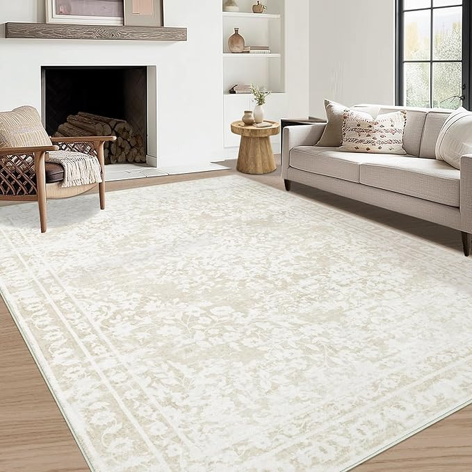 Amazon.com: Aoyaomi Vintage Living Room Area Rug - 5x7 Large Machine Washable Boho Area Rug Distr... | Amazon (US)