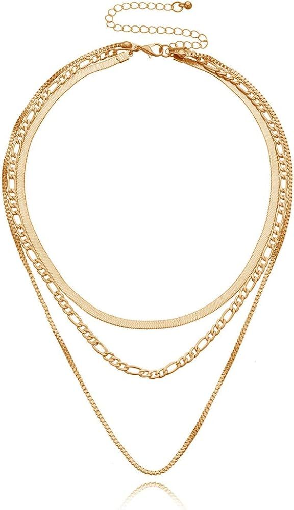 Jeairts Punk Layered Necklace Snake Bone Choker Necklaces Minimalist Necklace Chain Jewelry for Wome | Amazon (US)