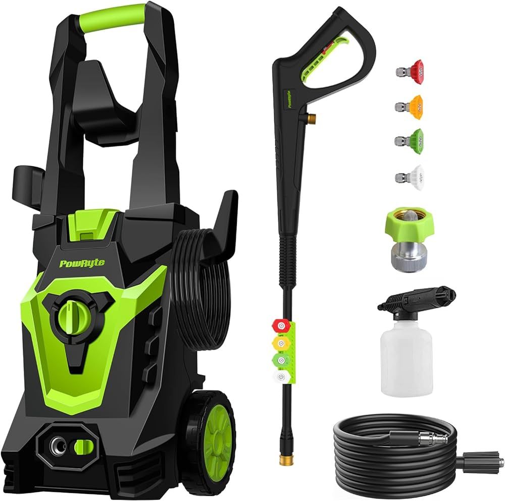 PowRyte Electric Pressure Washer, Foam Cannon, 4 Different Pressure Tips, Power Washer, 3800 PSI ... | Amazon (US)